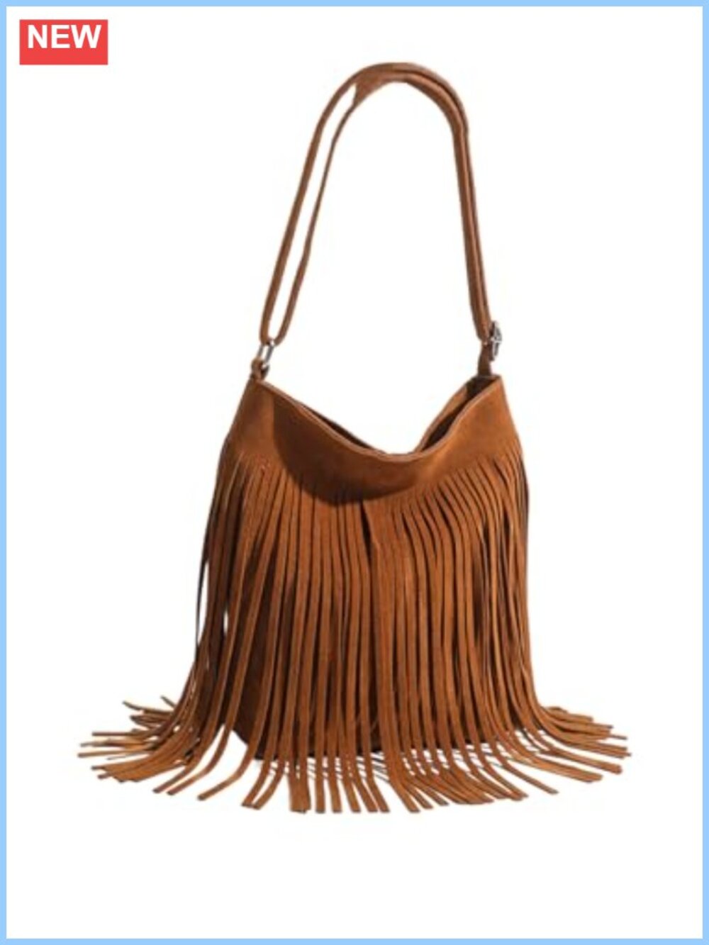 Fringe Faux Suede Crossbody Bag Adjustable Strap Tassel Western Handbag
